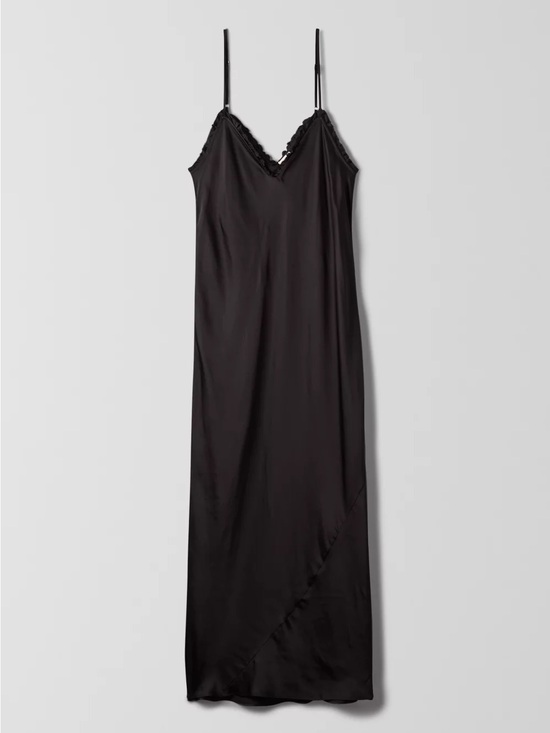 Aritzia Dresses & Skirts - Aritzia Black Satin Slip Midi Dress